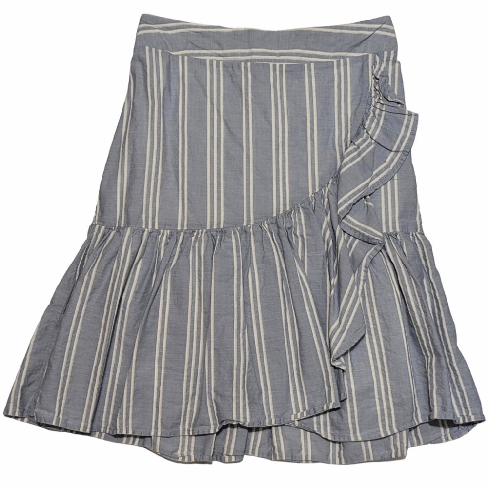 A New Day Women's Medium Blue/White Stripe Layered & Ruffled A-Line Mini Skirt